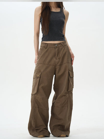 Dark Brown Utility Loose Cargo Pants