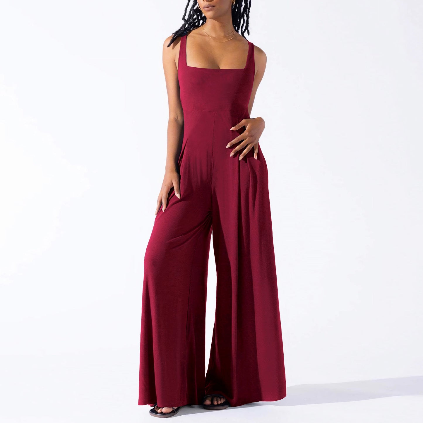 Knitted Sling Wide Leg Jumpsuit Summer Clothing