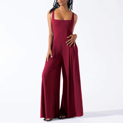 Knitted Sling Wide Leg Jumpsuit Summer Clothing