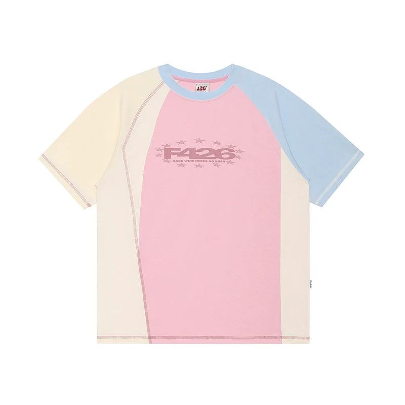 Asymmetric Contrast Stitch T-shirt