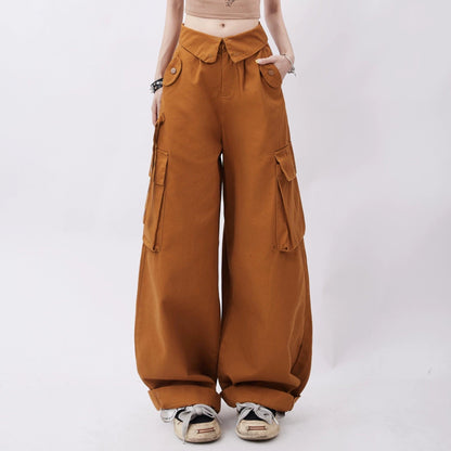 Rayohopp Ultra Wide-leg Cargo Pants - High-waisted Balloon Trousers With Multi-pocket Design (multiple Colors)