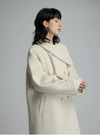 Oversized Cream Wool Winter Coat