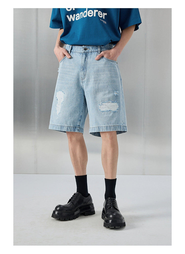 Distressed Patchwork Cropped/short Pants