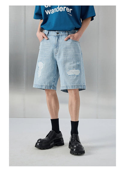Distressed Patchwork Cropped/short Pants