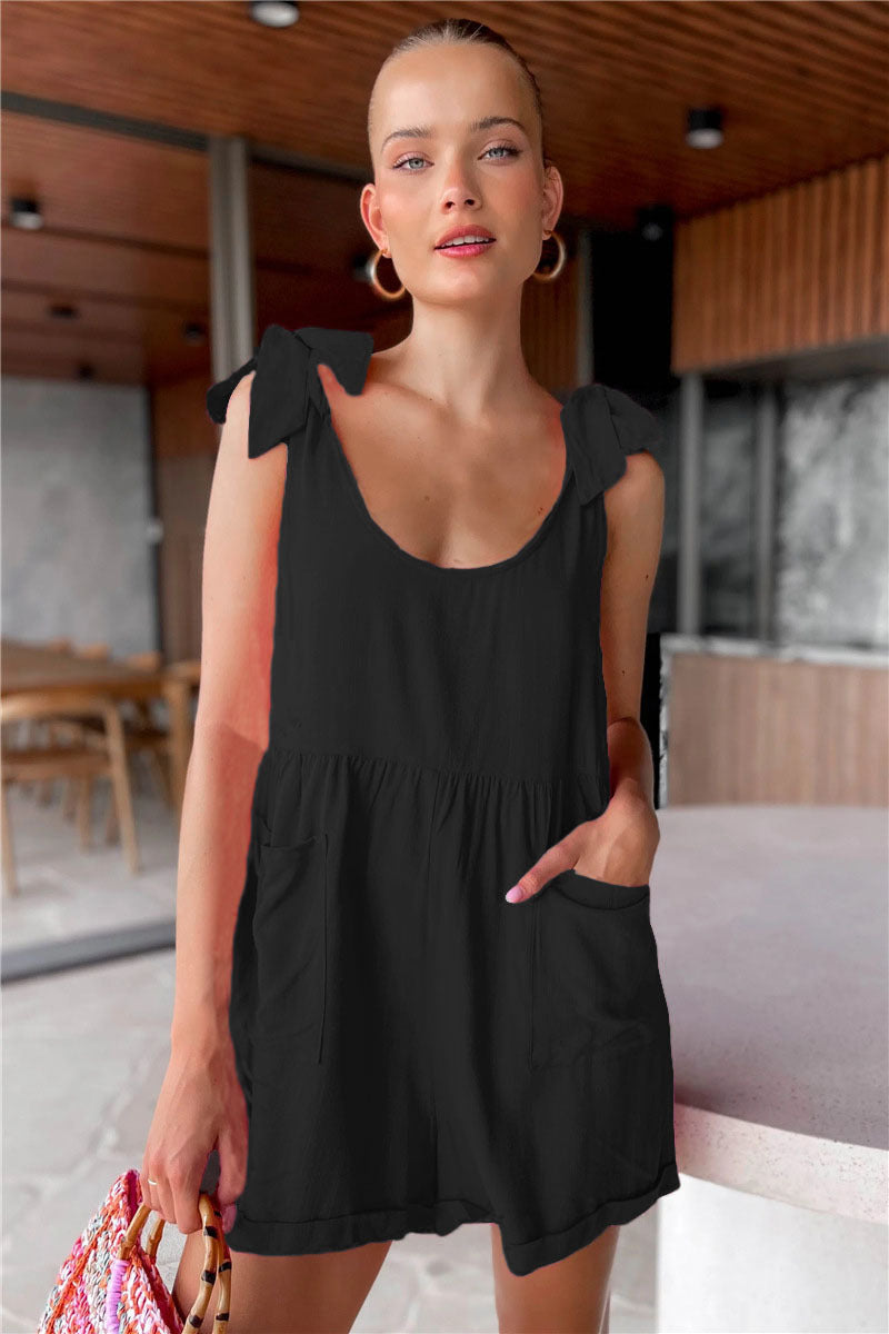 Summer Clothing Color Sleeveless Jumpsuit