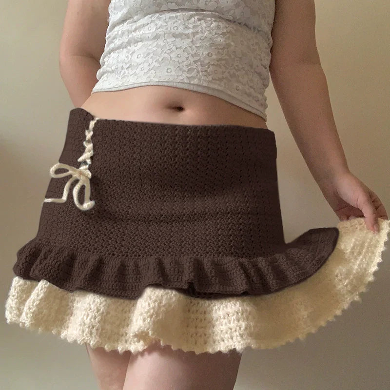 Ahlam Colorblock Wool A-line Skirt