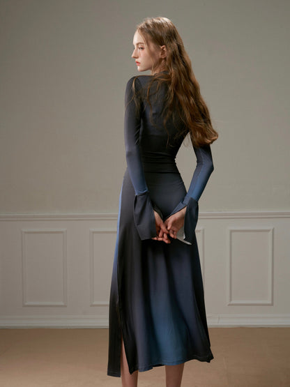 Gradient Asymmetric Maxi Dress
