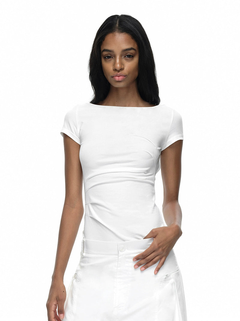 Black/white Off-shoulder Backless T-shirt