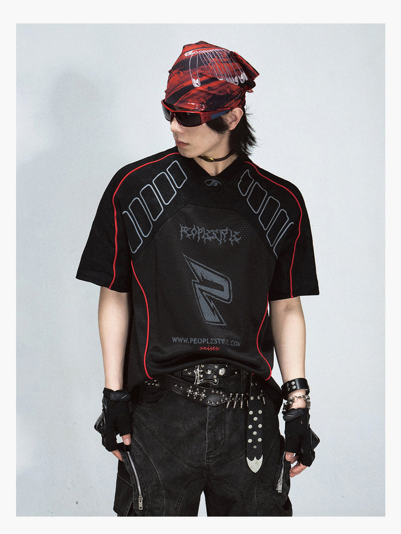 Mesh Logo Oversized Jersey T-shirt