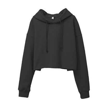 Sports Sweatshirt Autumn Winter Fleece-lined Pullover Hoodie Personalized Bare Cropped Long Sleeved Top