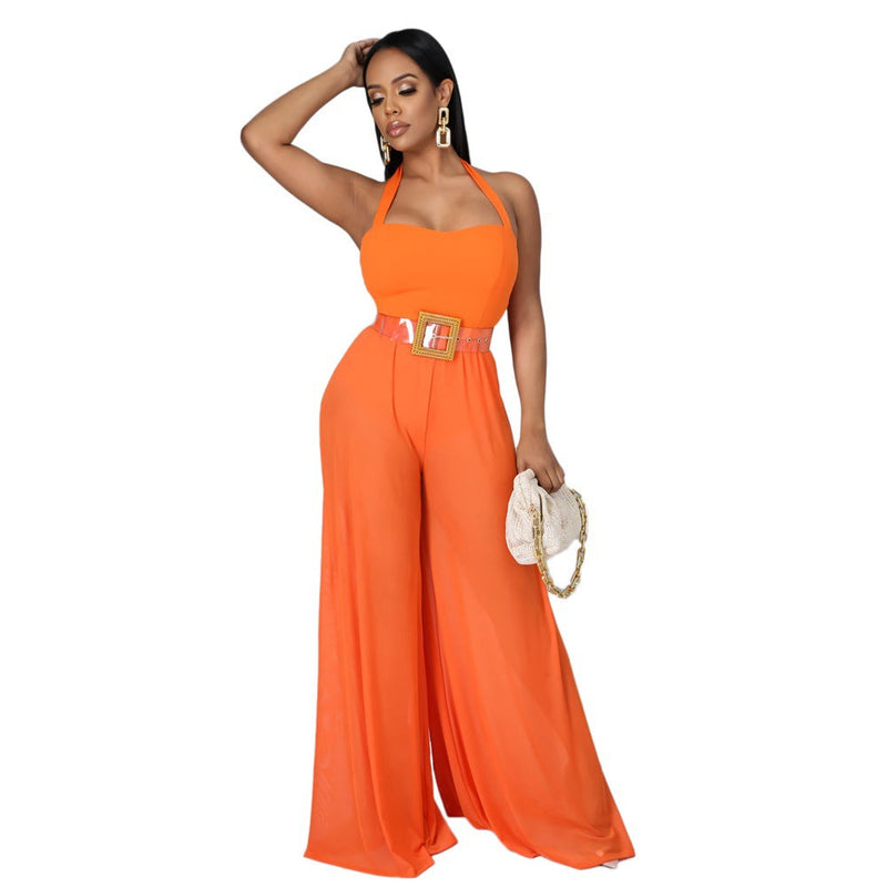 Color Chiffon Sling Jumpsuit
