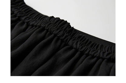Black Patchwork Faux Two-piece A-line Skirt