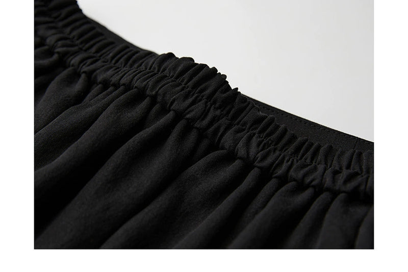 Black Patchwork Faux Two-piece A-line Skirt