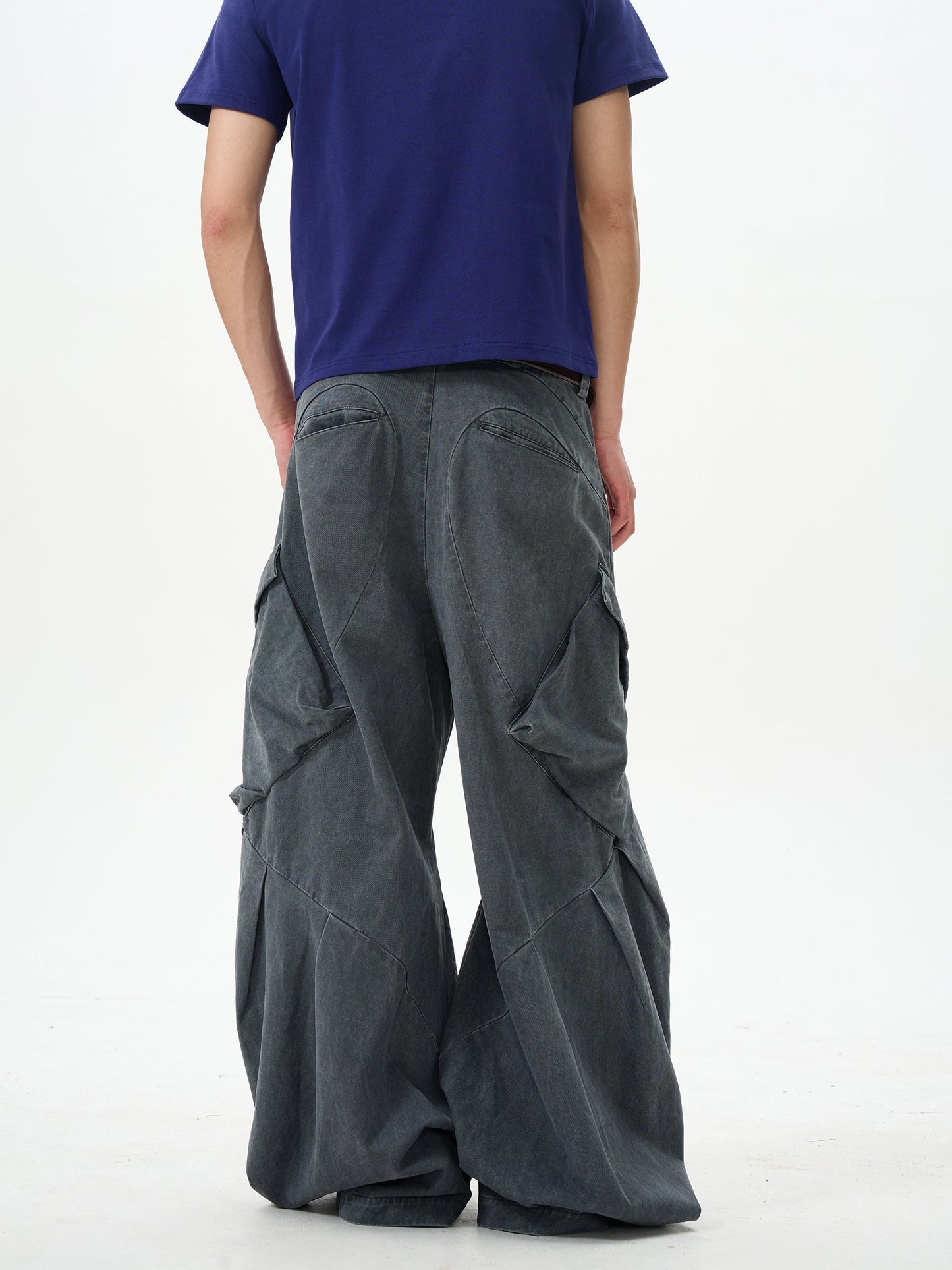 Charcoal Wide-leg Cargo Pants