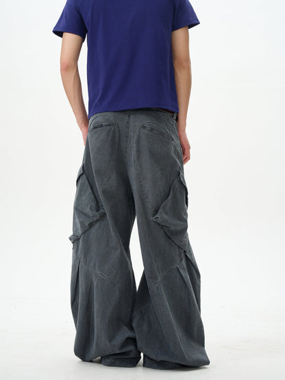 Charcoal Wide-leg Cargo Pants