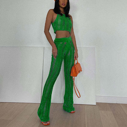 Two Piece Suit Color Knitted Suit Vest Pants Two Piece Set