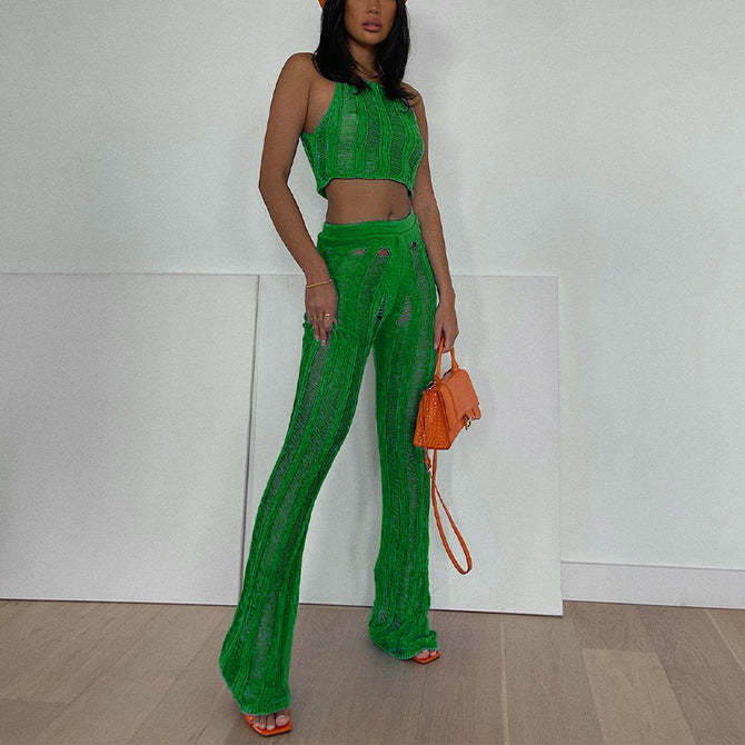 Two Piece Suit Color Knitted Suit Vest Pants Two Piece Set