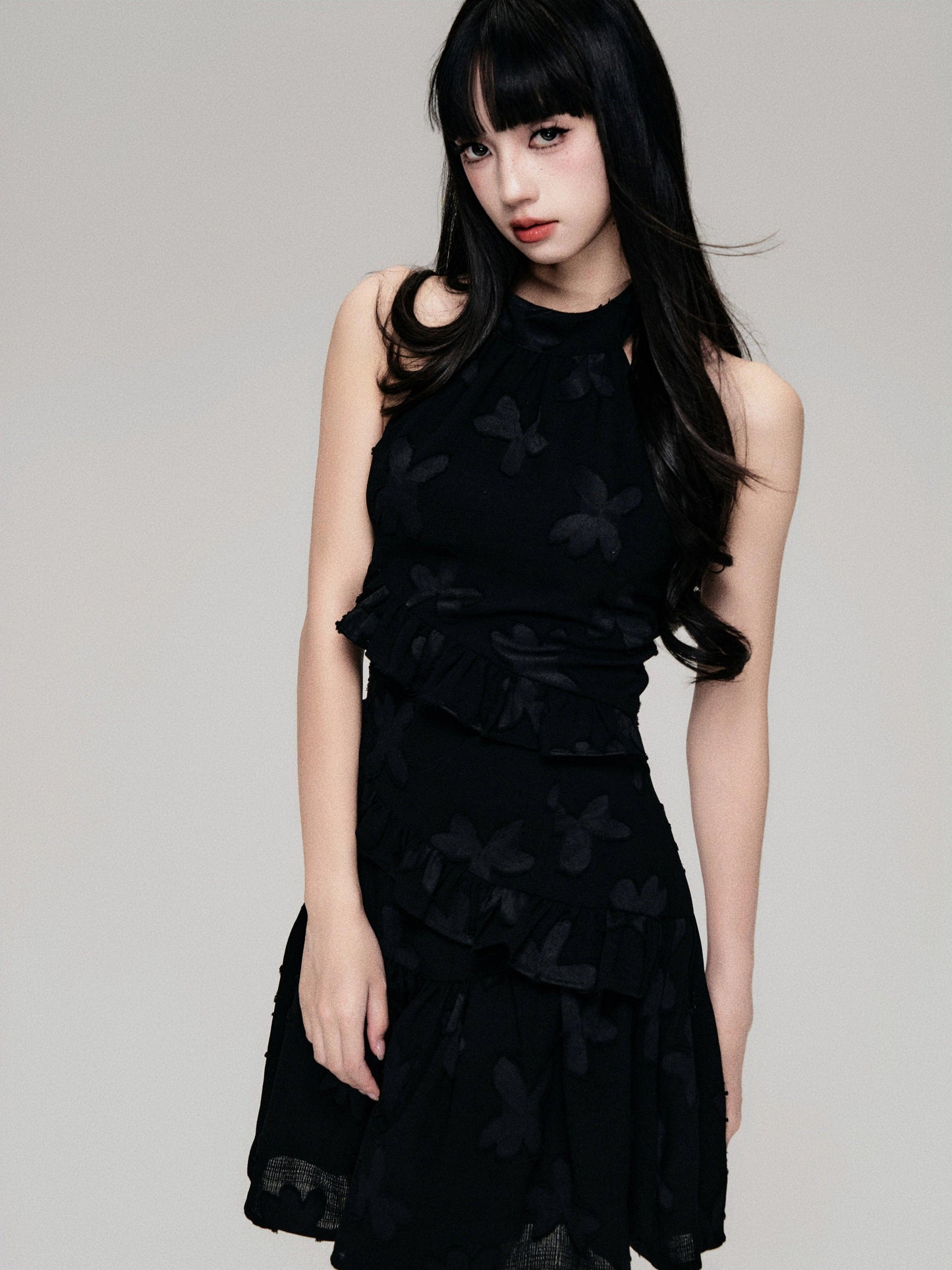 Luluswings Tiered Chiffon Halter Mini Dress - Romantic Ruffled Cocktail Dress