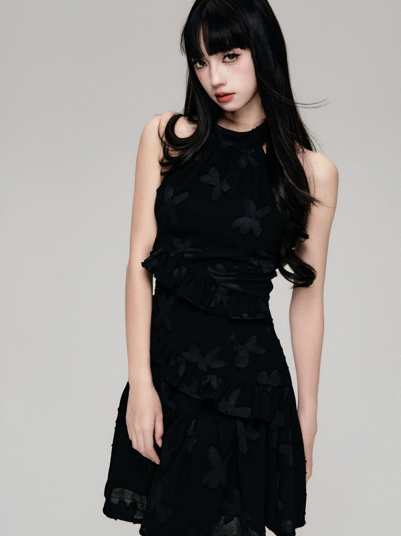 Luluswings Tiered Chiffon Halter Mini Dress - Romantic Ruffled Cocktail Dress