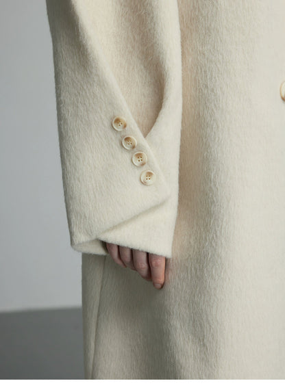 Oversized Cream Wool Winter Coat