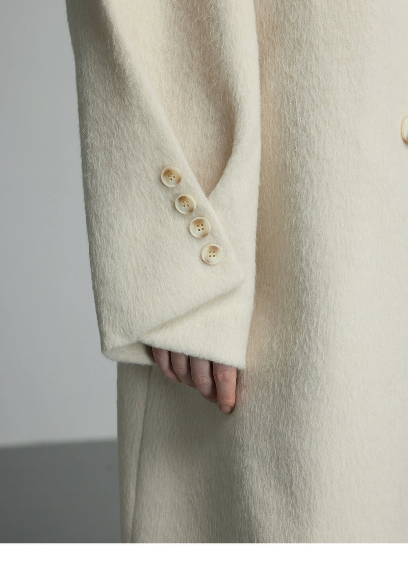 Oversized Cream Wool Winter Coat