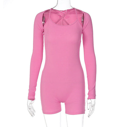 Clothing Autumn U Collar Shawl Tight Jumpsuit