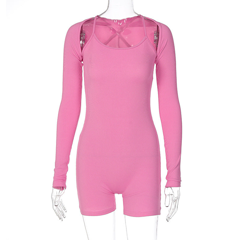 Clothing Autumn U Collar Shawl Tight Jumpsuit