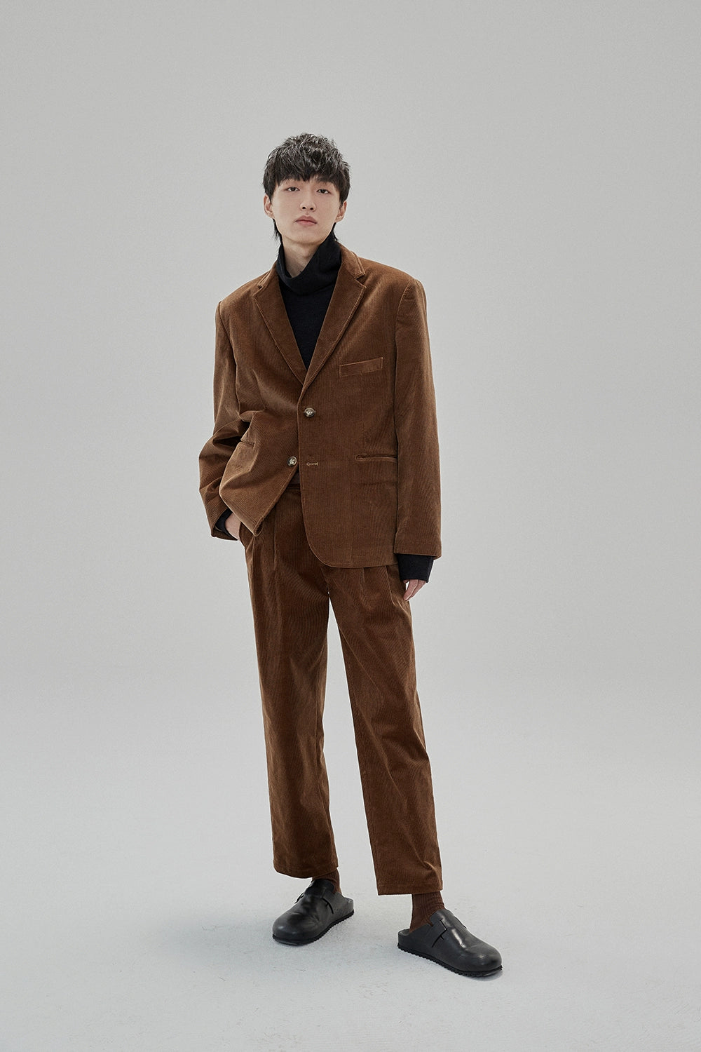 Wide Waist Tab Double-pleated Relaxed Cropped Pants