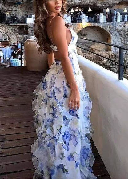Celeste Cascade - Ruffle Maxi Dress