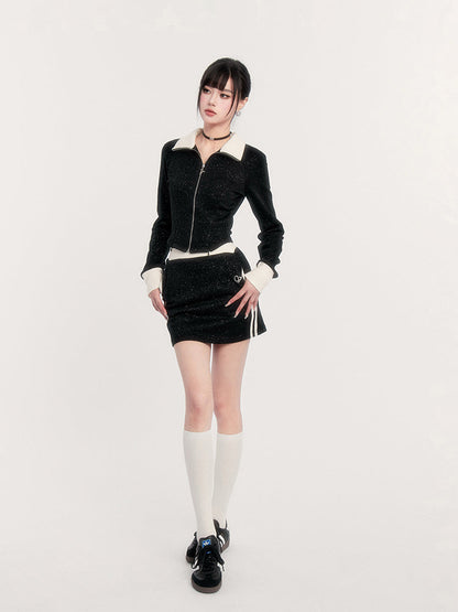 Sporty Zip Jacket/slim Skirt