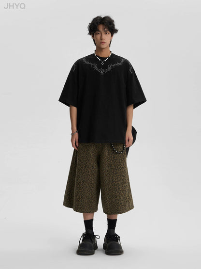 Leopard Print Baggy Shorts for Work