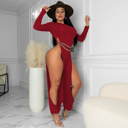 Clothing Open-leg Jumpsuit Color High-elastic Artificial Cotton Fabric Jumpsuit for