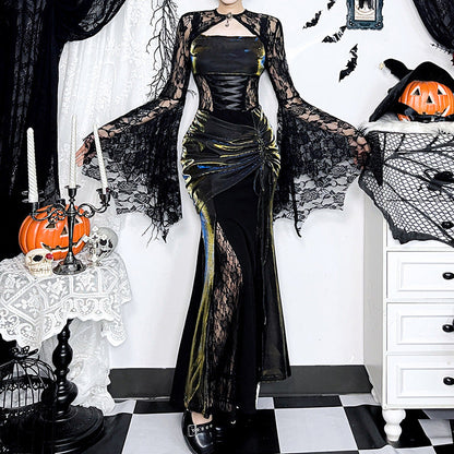 Autumn Lace Batwing Sleeve Irregular Asymmetric Overhaul Waistcoat Top