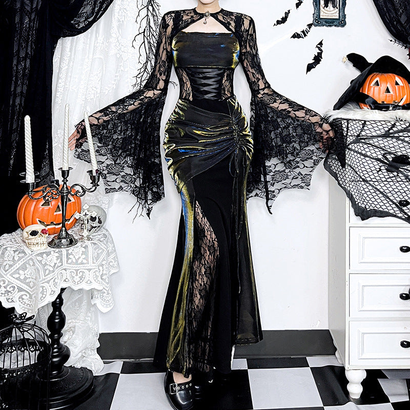 Autumn Lace Batwing Sleeve Irregular Asymmetric Overhaul Waistcoat Top