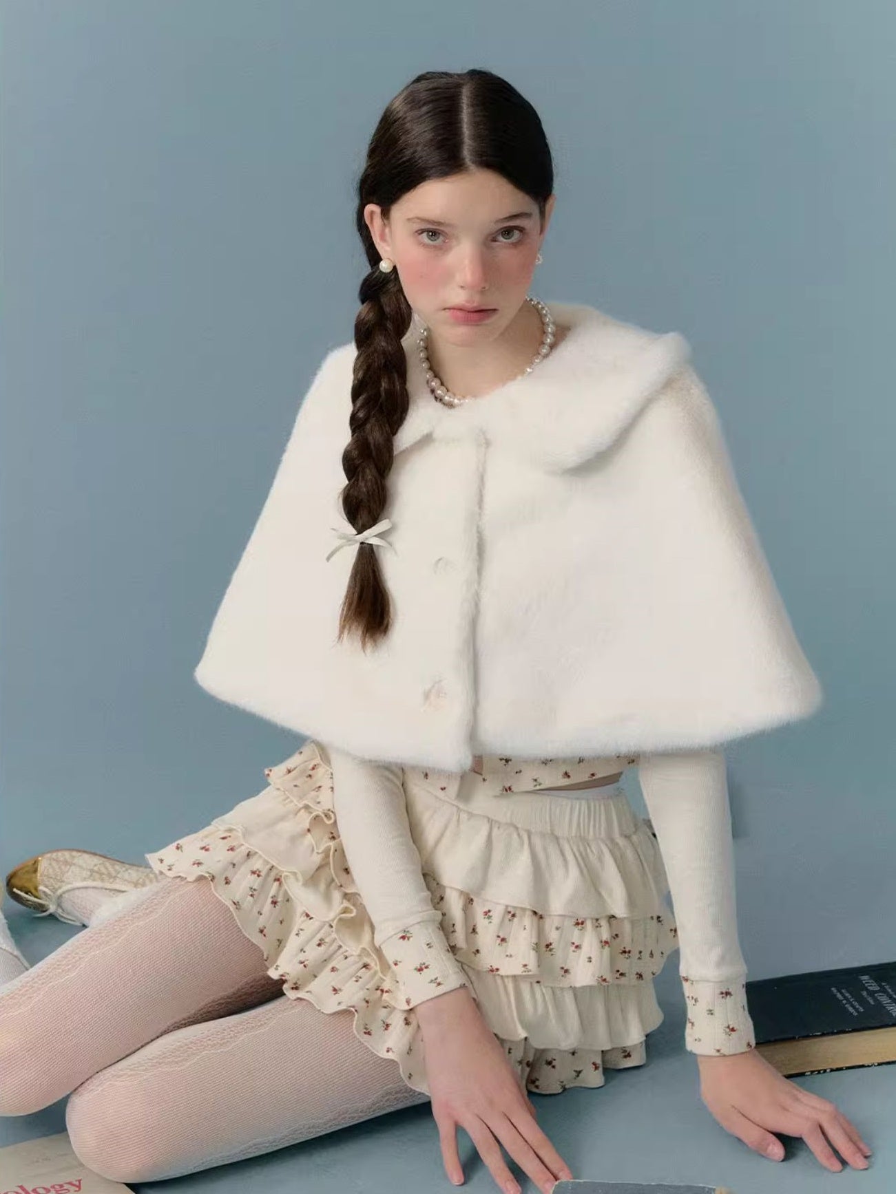 Splicing Strap Cardigan & Cake Skirt