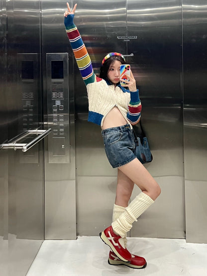 Colorful Striped Raglan Cardigan