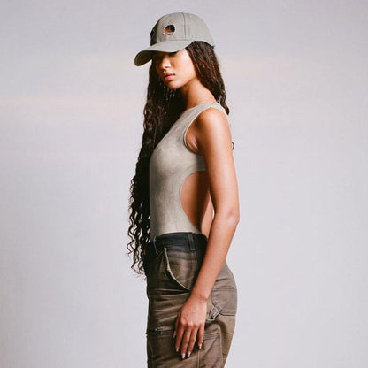 Suede Waste Soil Distressed Jumpsuit Backless Personality Street Romper