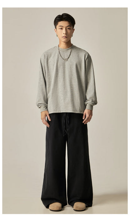 Brown Loose Drawstring Wide Pants