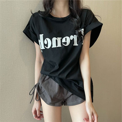 Drop Shoulder Short Sleeve T-shirt Loose