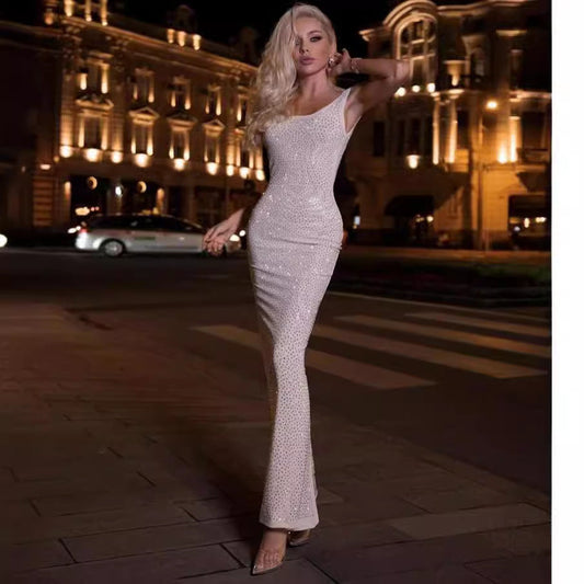 Stretchy Long Dress Backless Party Prom Dress