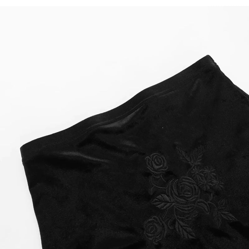 Wannathis Gothic Velvet Ensemble - Off-shoulder Lace Bodysuit With Mermaid Maxi Skirt