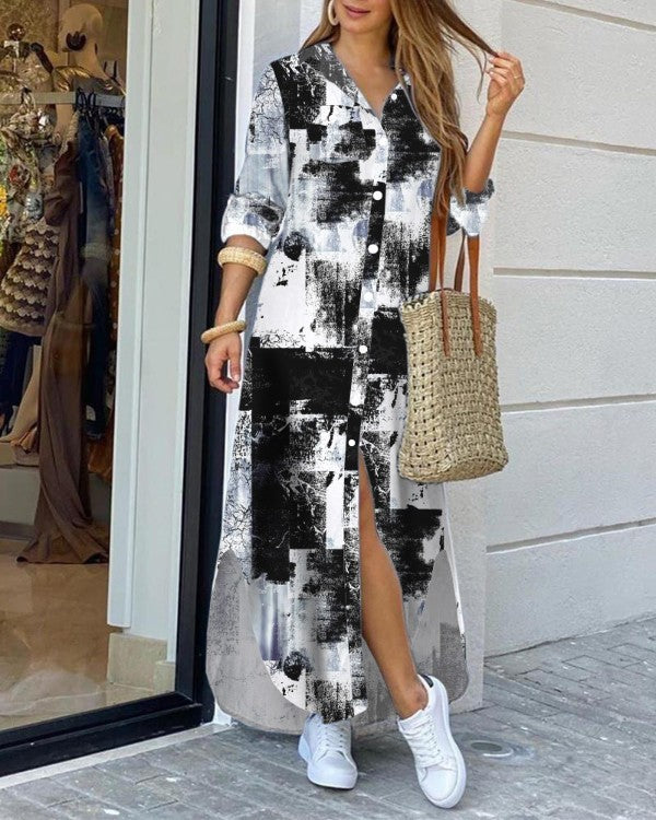 New Spring Summer Shirt Maxi Dress