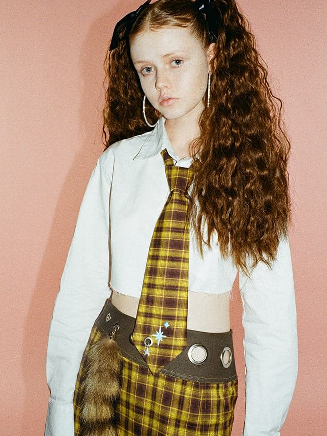 Classic Plaid Skirt and Necktie Set