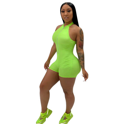 Clothing Color Halter Zipper Jumpsuit Clothing