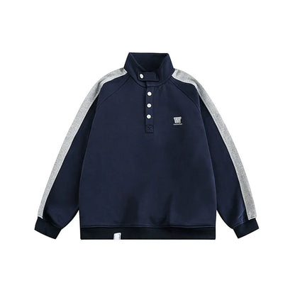 W California High-neck Button Sweatshirt Coat