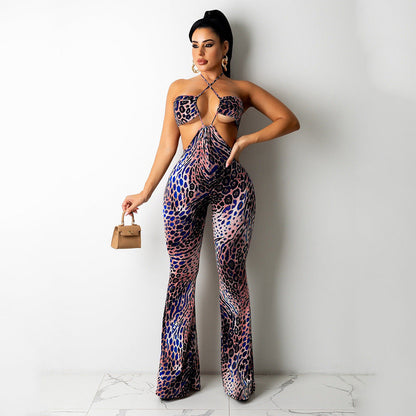 Clothing Cutout Halter Jumpsuit Trousers Bell Bottom Pants