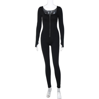 Clothing Winter Street Shooting Slim Fit Zipper Long Sleeve Jumpsuit