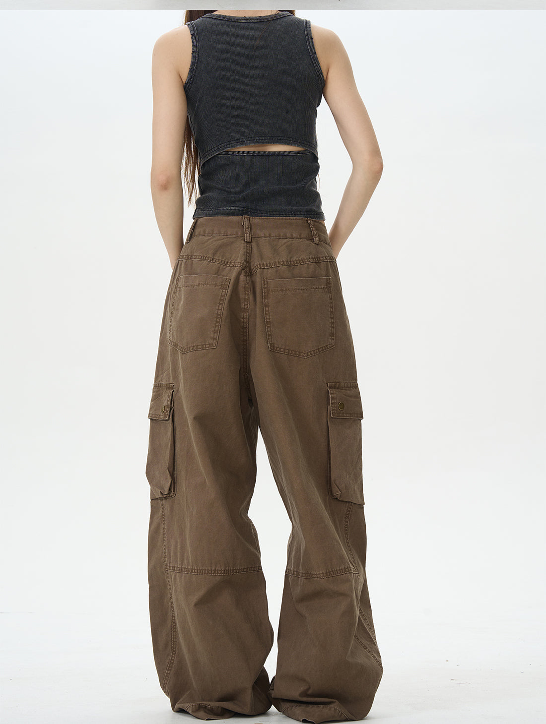 Dark Brown Utility Loose Cargo Pants