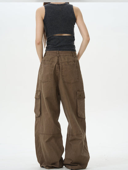 Dark Brown Utility Loose Cargo Pants