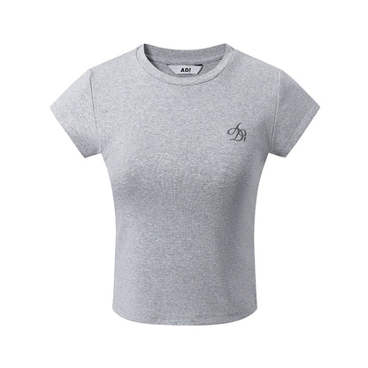 Classic Cropped T-shirt - Short Sleeve Fitted Basic Tee